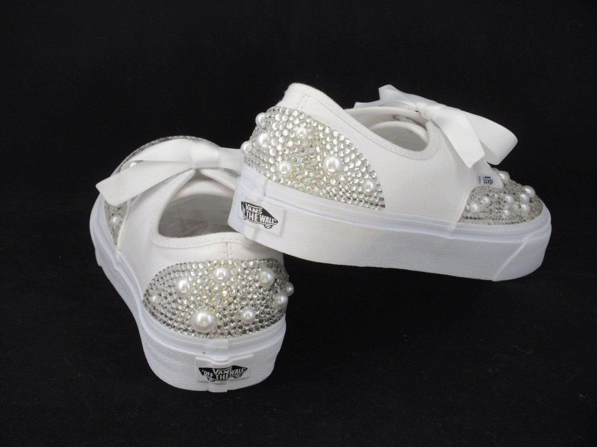 CrystalShoeDesigns Shoes Crystal & Pearl Wedding "I Do" Vans, Wedding Trainers for Brides.