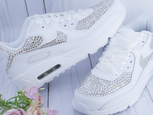 CrystalShoeDesigns Shoes Custom Crystal Wedding Bridal Nike Air Max 90