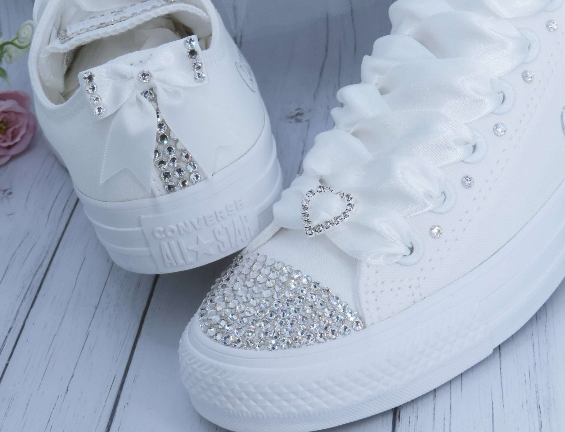 CrystalShoeDesigns Shoes Personalised Custom Crystal Wedding Converse .