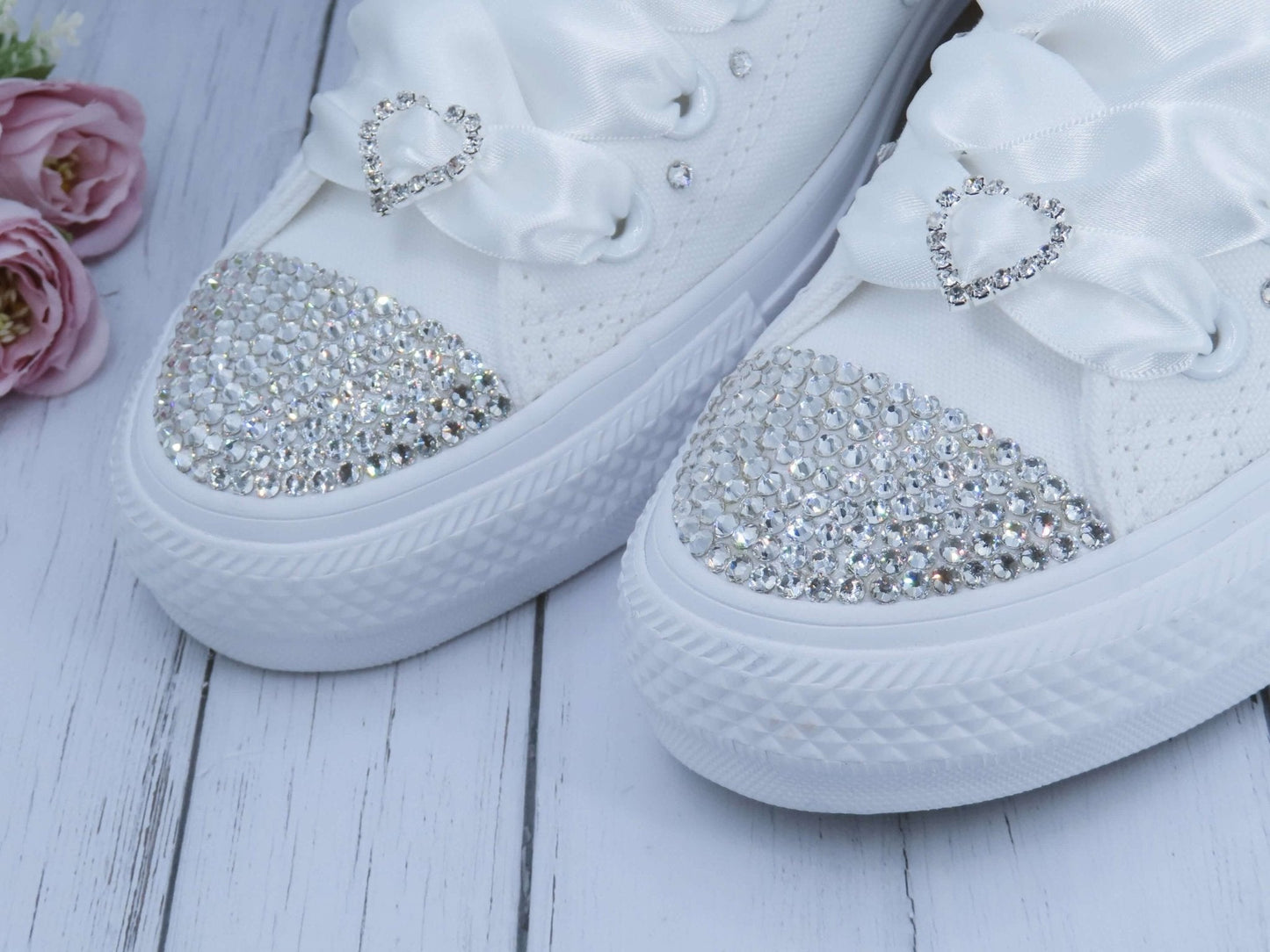 CrystalShoeDesigns Shoes Personalised Custom Crystal Wedding Converse .