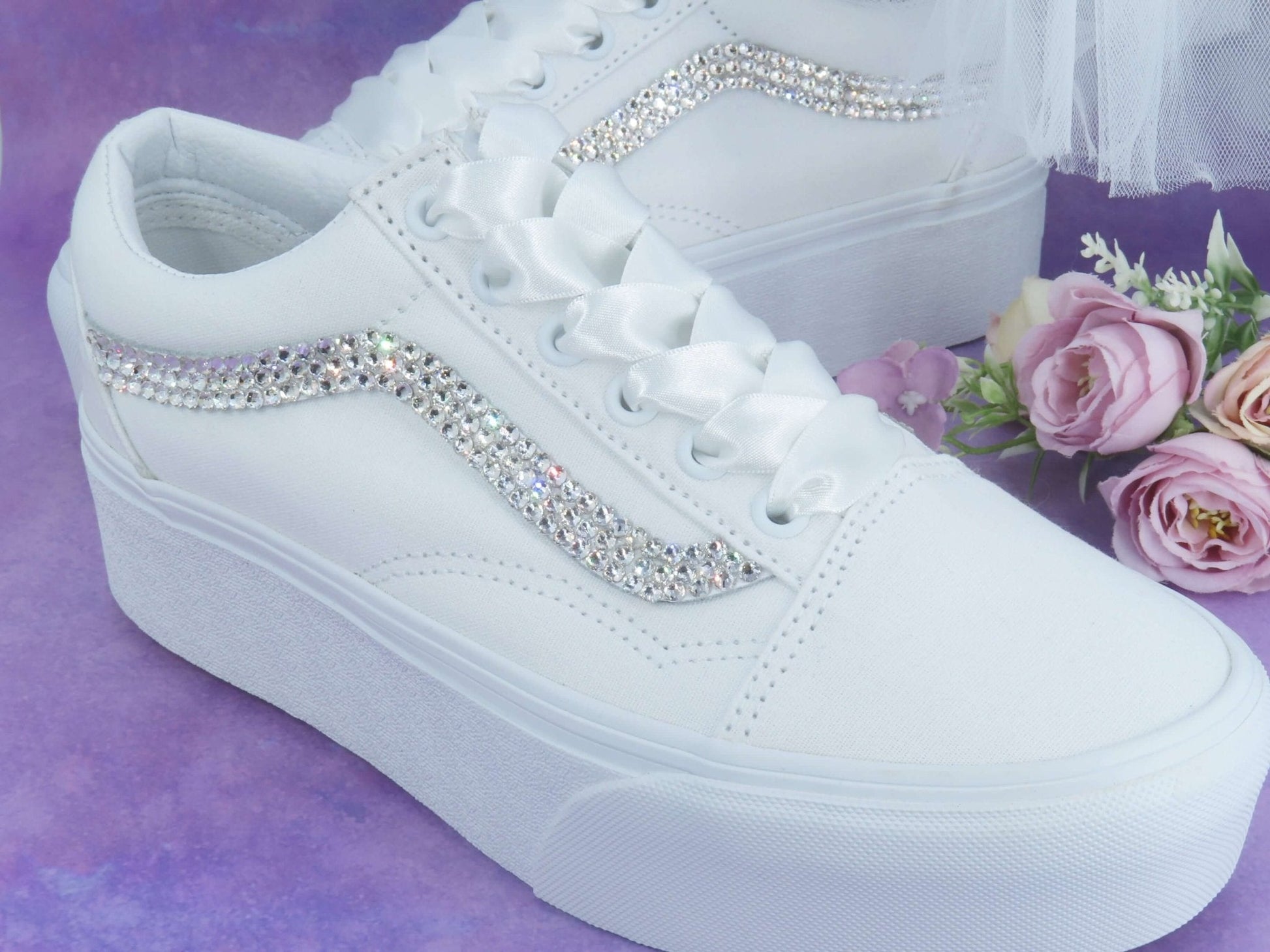 CrystalShoeDesigns Shoes Platform Vans Wedding Trainers For Brides.