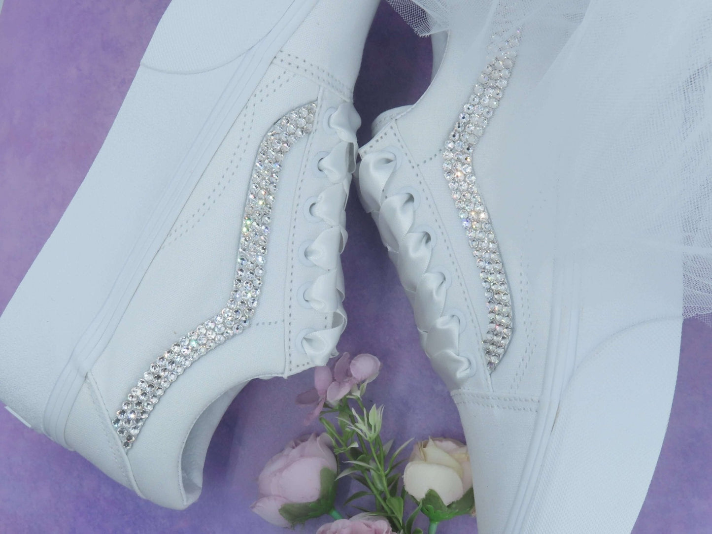 CrystalShoeDesigns Shoes Platform Vans Wedding Trainers For Brides.