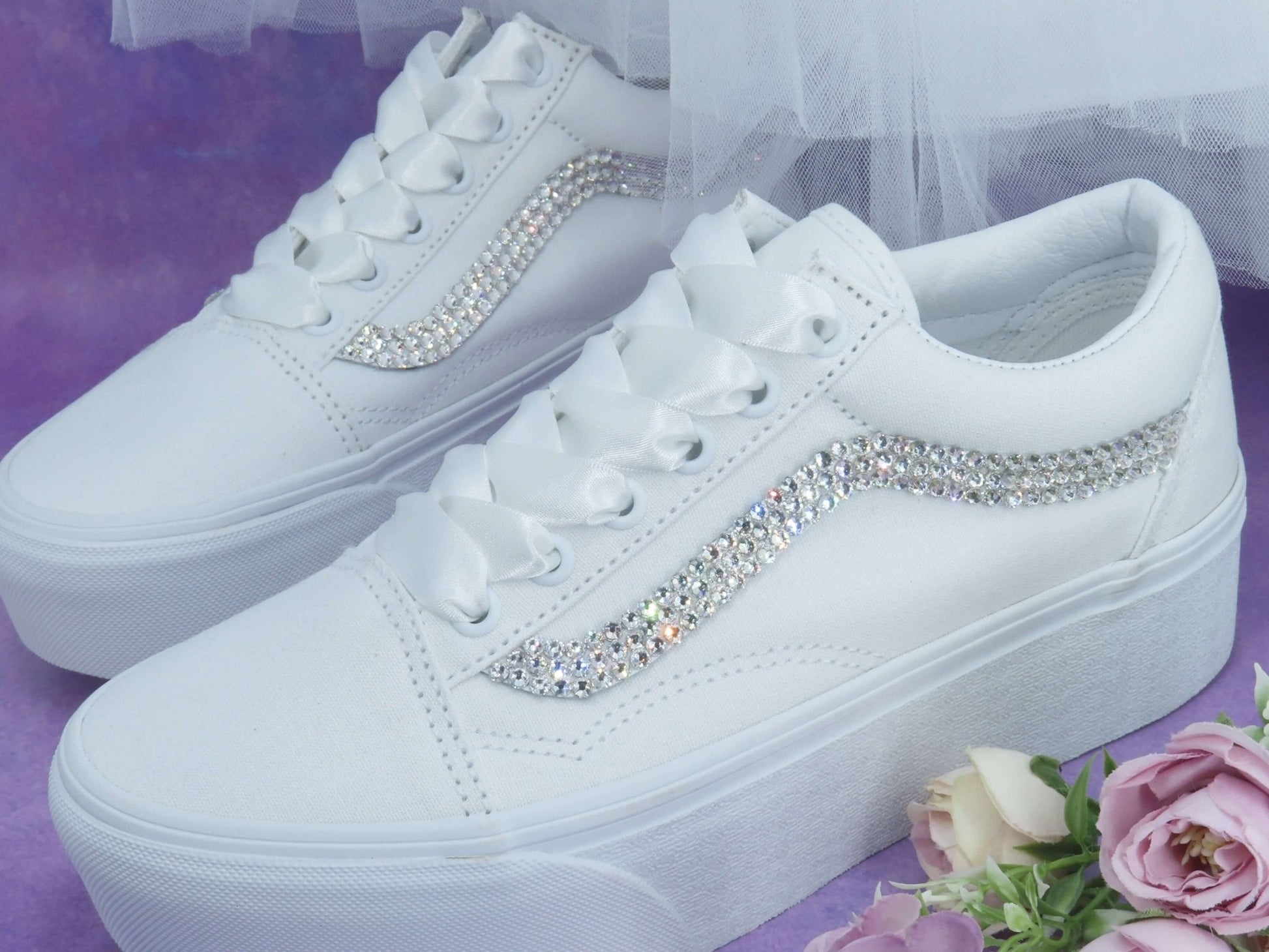 CrystalShoeDesigns Shoes Platform Vans Wedding Trainers For Brides.