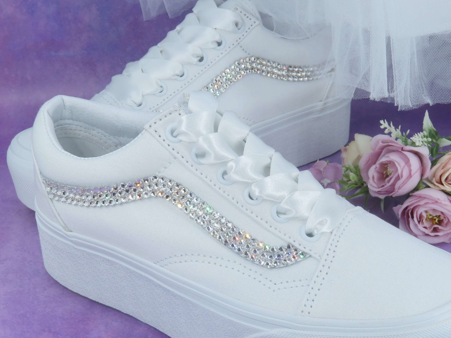 CrystalShoeDesigns Shoes Platform Vans Wedding Trainers For Brides.