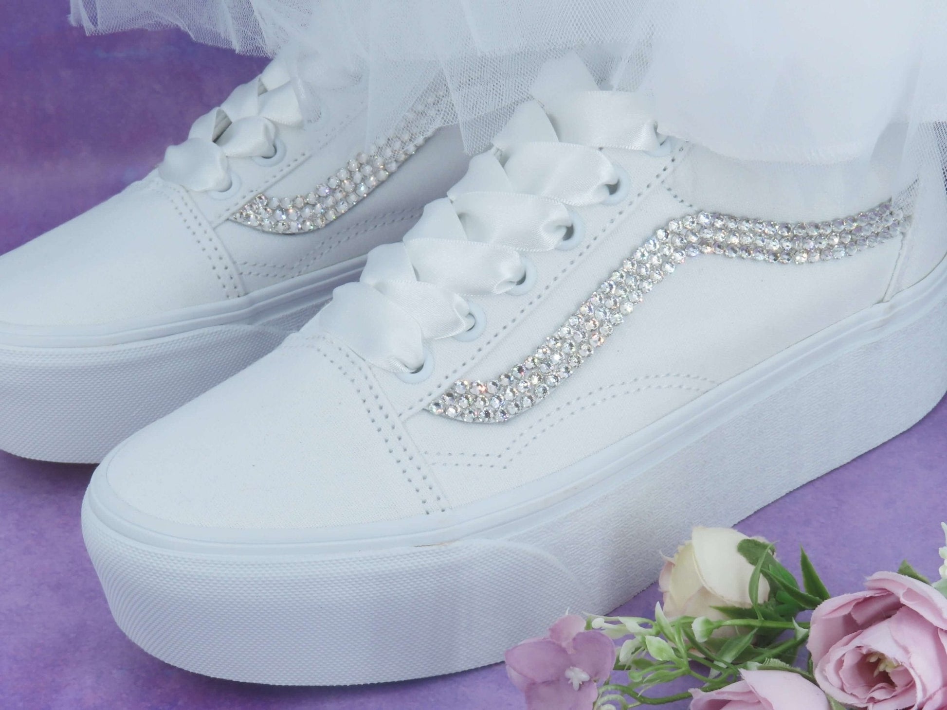 CrystalShoeDesigns Shoes Platform Vans Wedding Trainers For Brides.