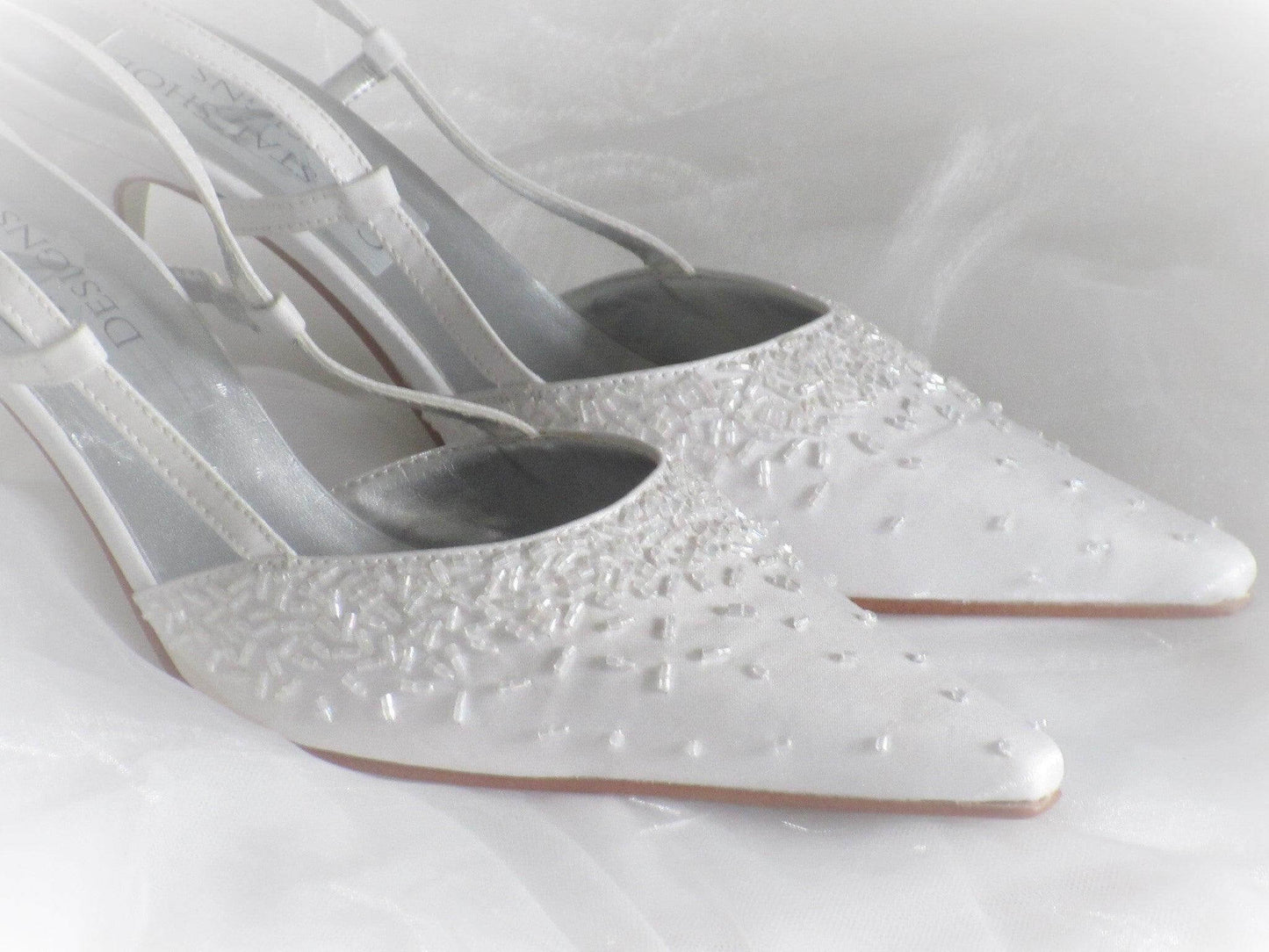 CrystalShoeDesigns Shoes UK 6/EU39 White Wedding Shoes, Bridal Heels, Strappy Wedding Shoes.