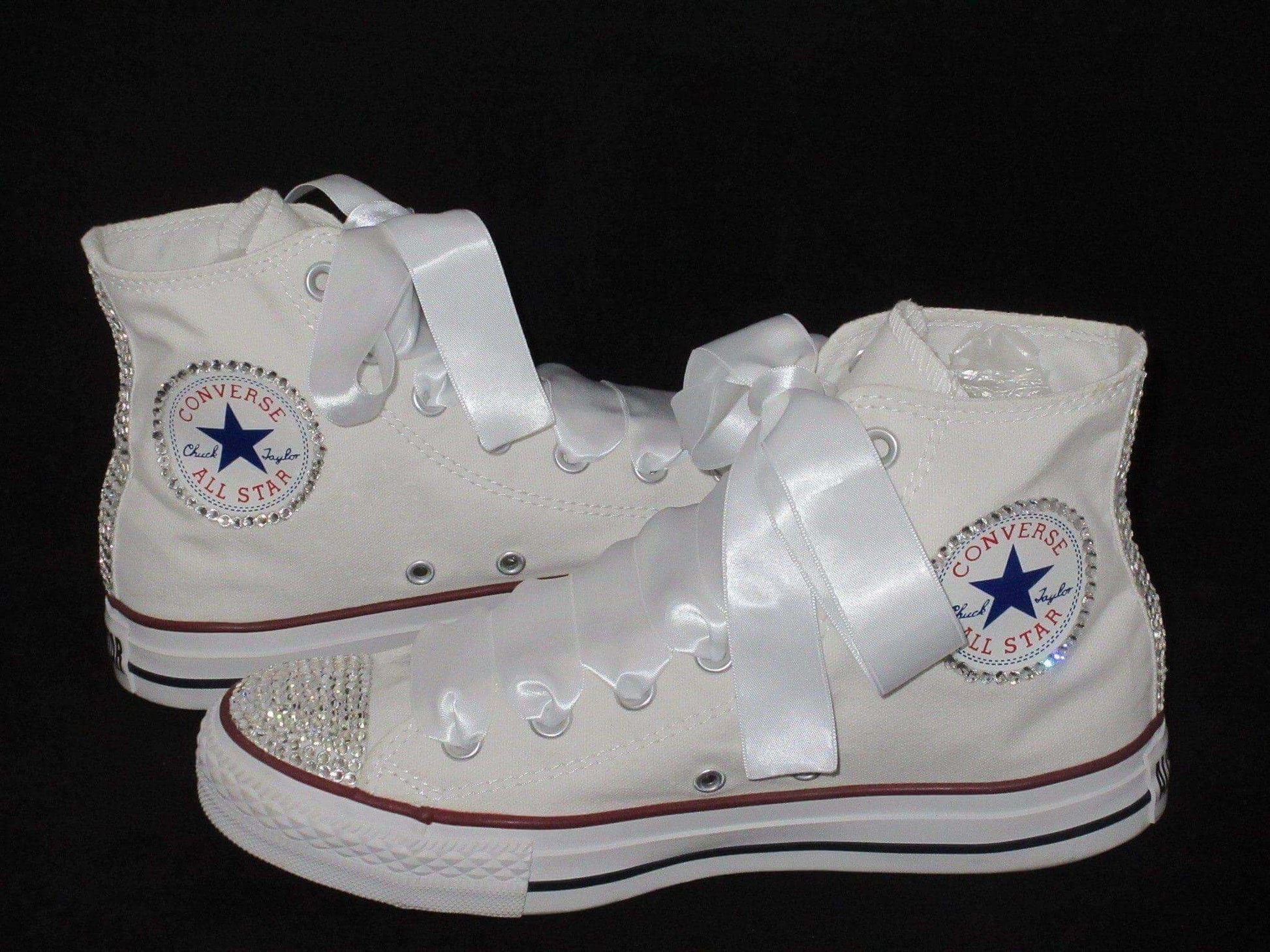 CrystalShoeDesigns SHOES Wedding Bridal Hi Top White Crystal Converse -Custom Bling Sneakers Trainers- All  Colours.