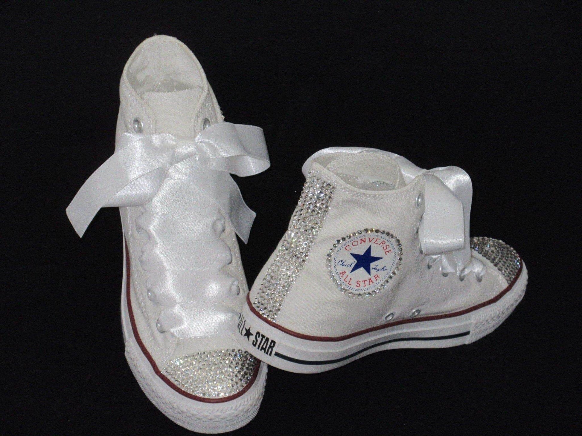 CrystalShoeDesigns SHOES Wedding Bridal Hi Top White Crystal Converse -Custom Bling Sneakers Trainers- All  Colours.