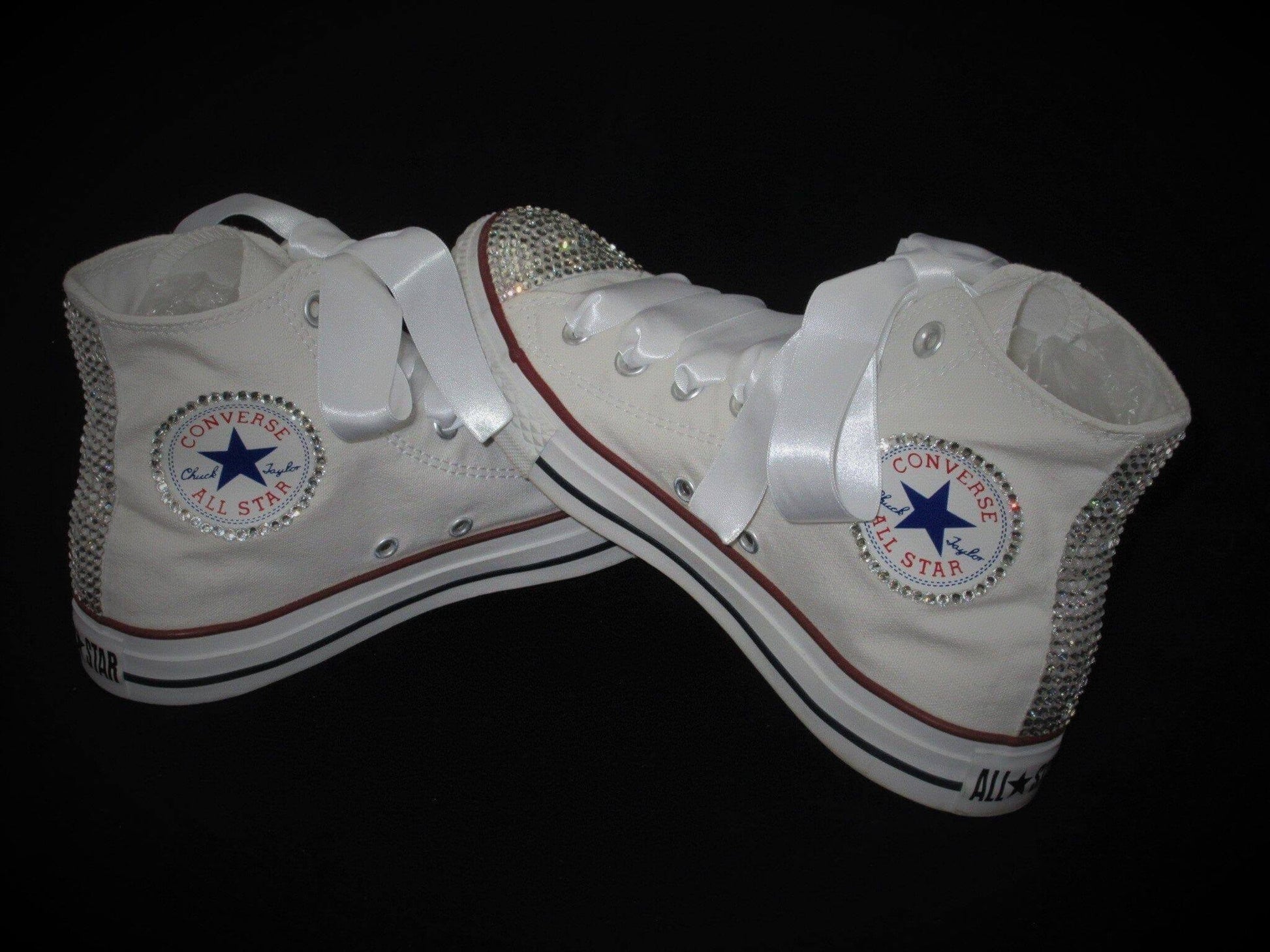 CrystalShoeDesigns SHOES Wedding Bridal Hi Top White Crystal Converse -Custom Bling Sneakers Trainers- All  Colours.