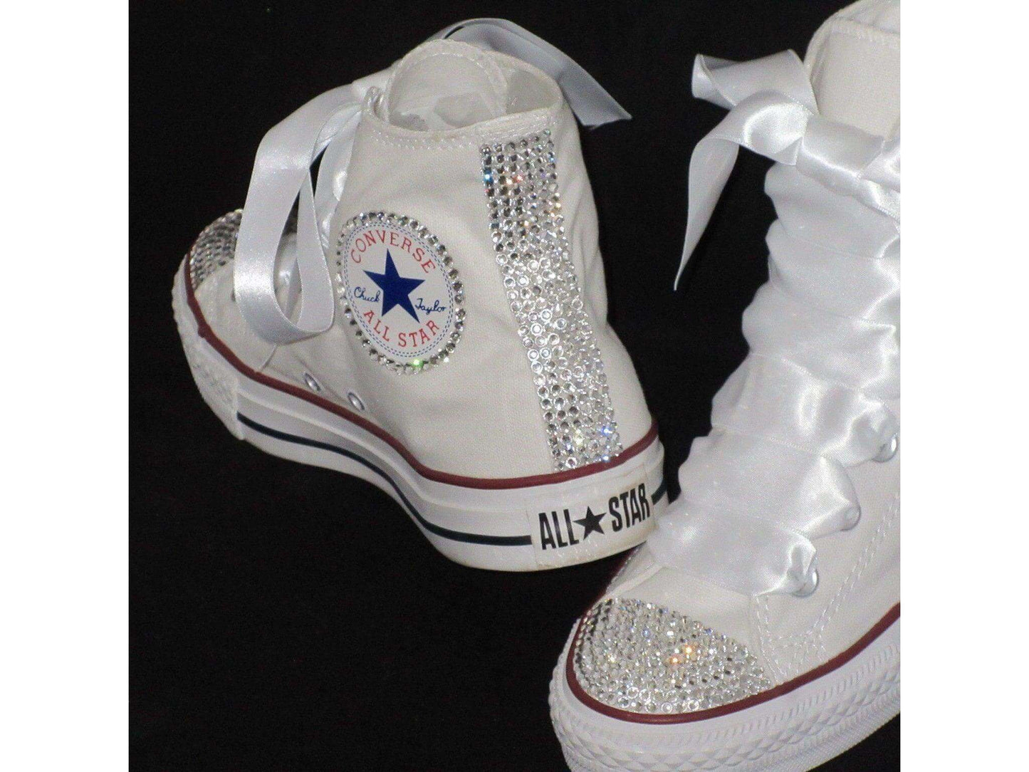 CrystalShoeDesigns SHOES Wedding Bridal Hi Top White Crystal Converse -Custom Bling Sneakers Trainers- All  Colours.