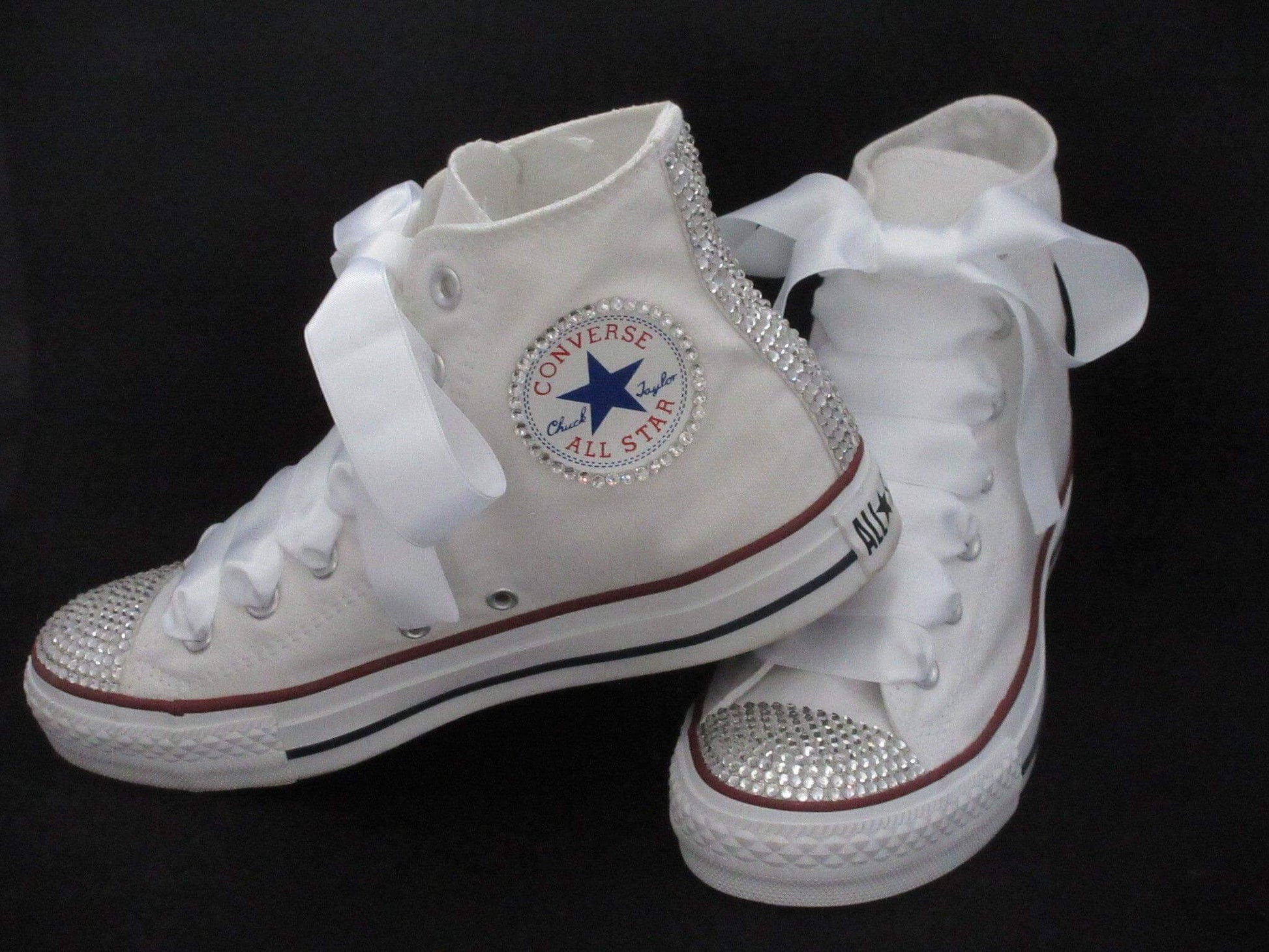 CrystalShoeDesigns SHOES Wedding Bridal Hi Top White Crystal Converse -Custom Bling Sneakers Trainers- All  Colours.