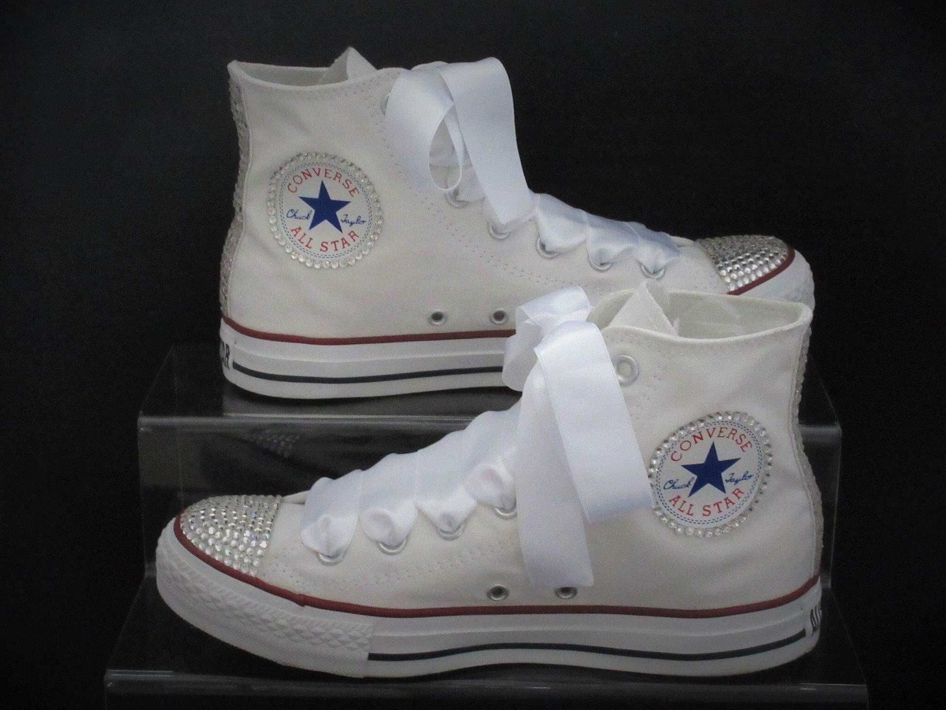 CrystalShoeDesigns SHOES Wedding Bridal Hi Top White Crystal Converse -Custom Bling Sneakers Trainers- All  Colours.