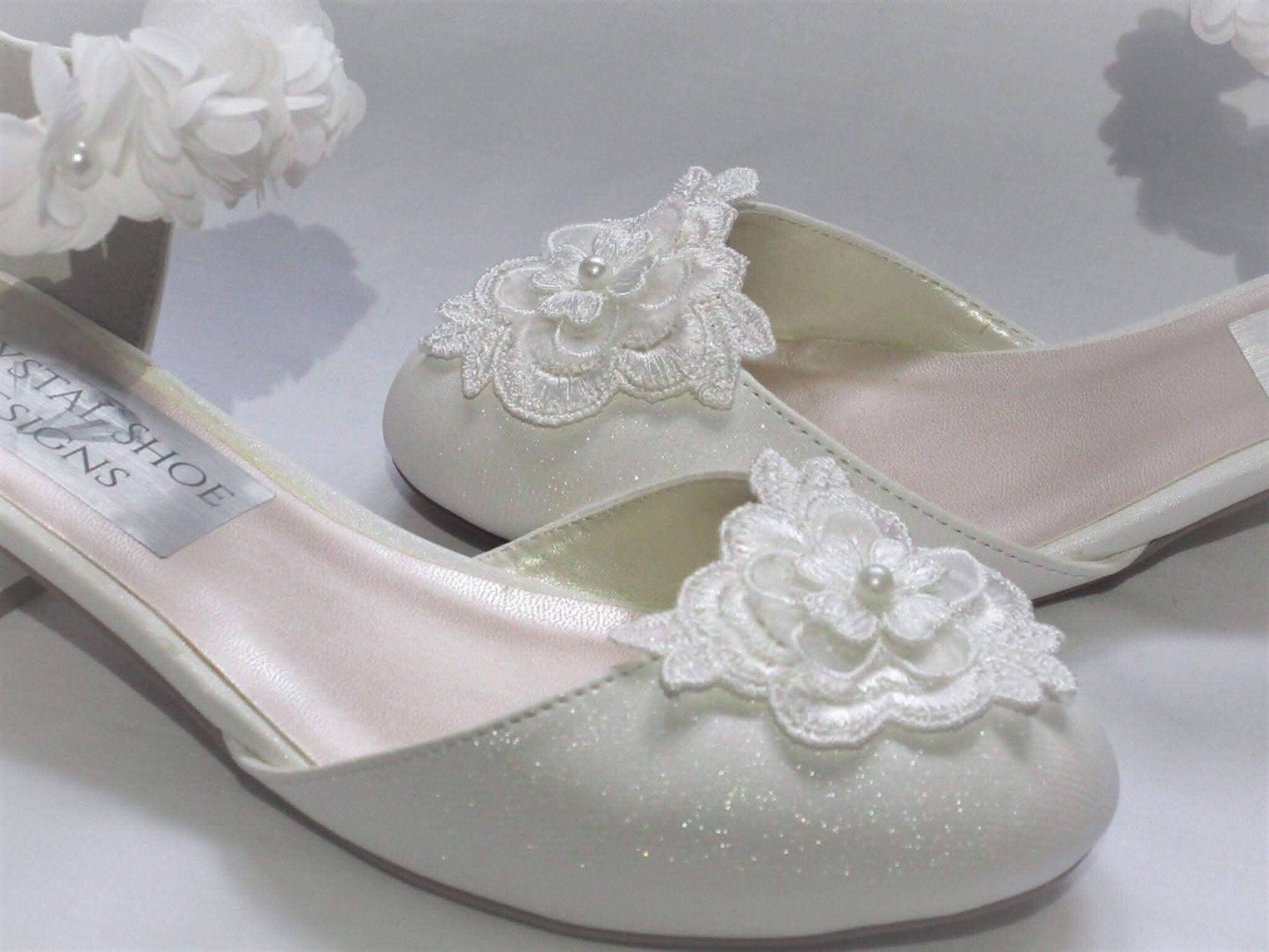 Custom Bridesmaid Flower Girl Shoes, Communion Shoes, Girls Party Occasion Shoes. - Crystal Shoe Designs