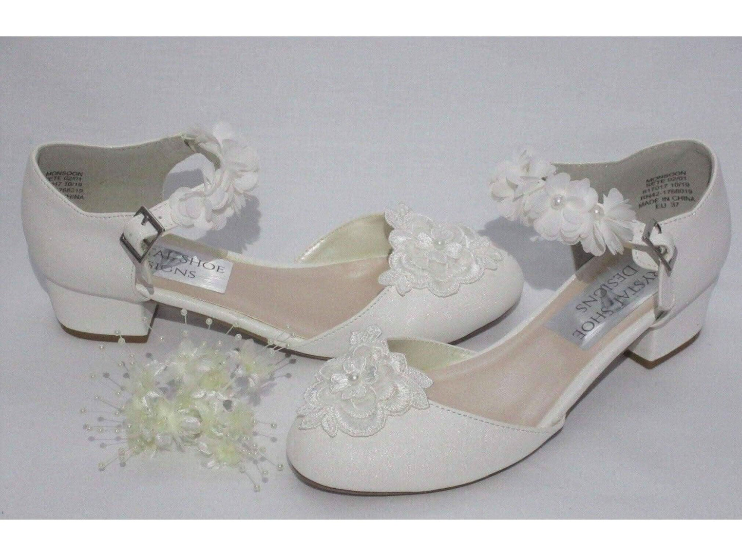 Custom Bridesmaid Flower Girl Shoes, Communion Shoes, Girls Party Occasion Shoes. - Crystal Shoe Designs