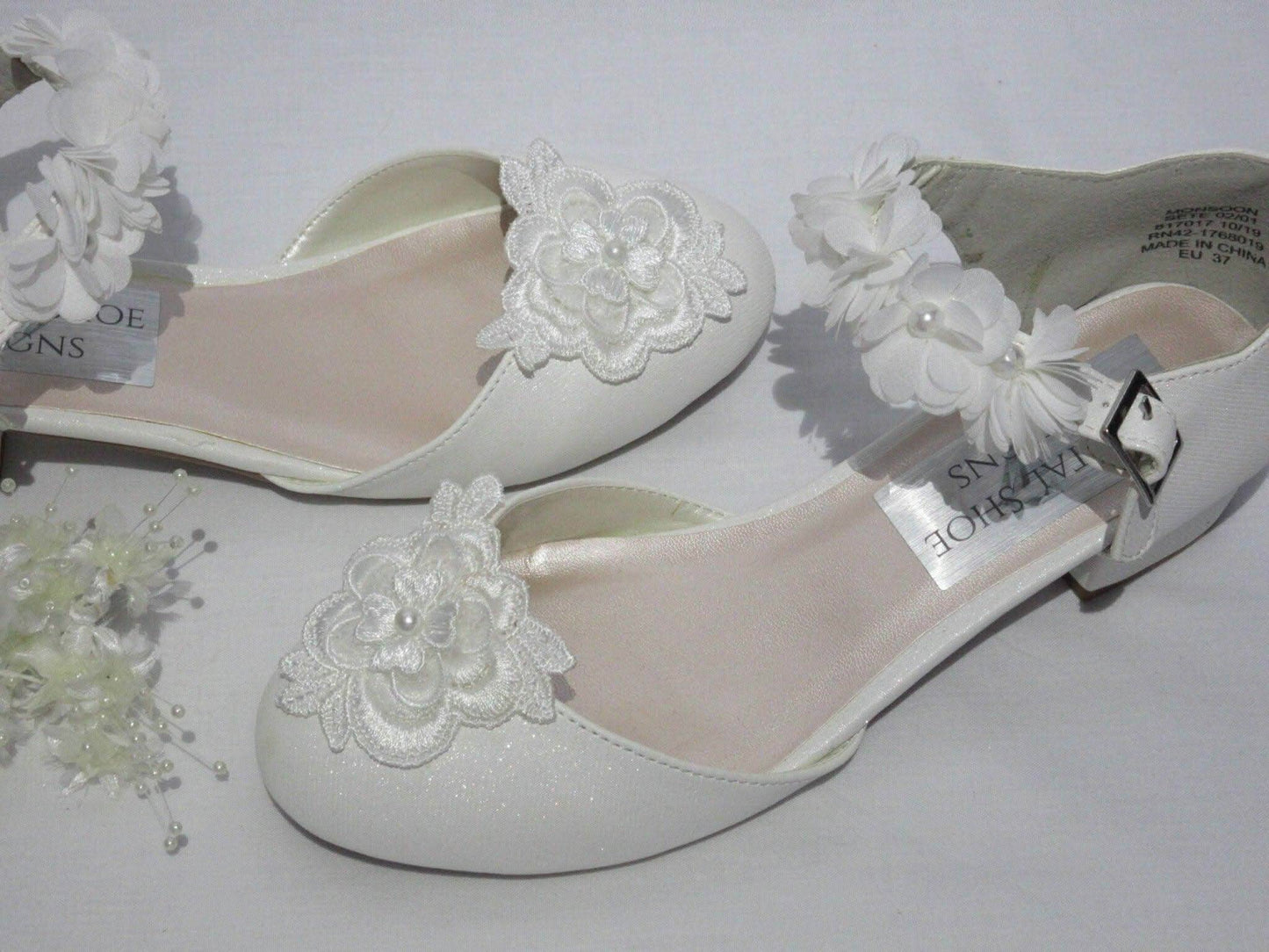 Custom Bridesmaid Flower Girl Shoes, Communion Shoes, Girls Party Occasion Shoes. - Crystal Shoe Designs