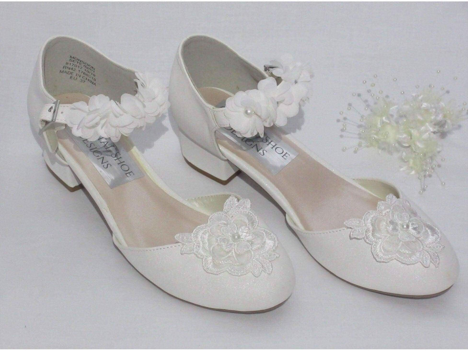 Girls white flower girl shoes on sale