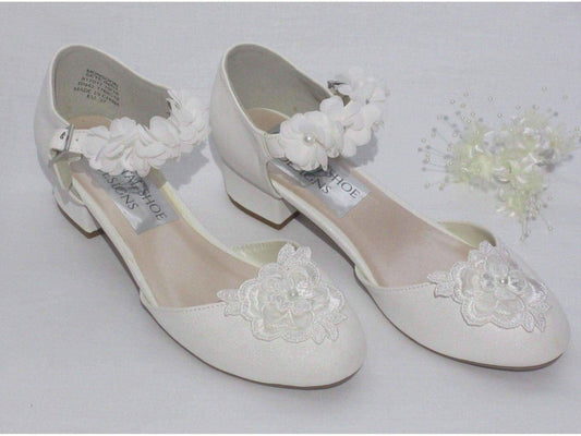 Custom Bridesmaid Flower Girl Shoes, Communion Shoes, Girls Party Occasion Shoes. - Crystal Shoe Designs