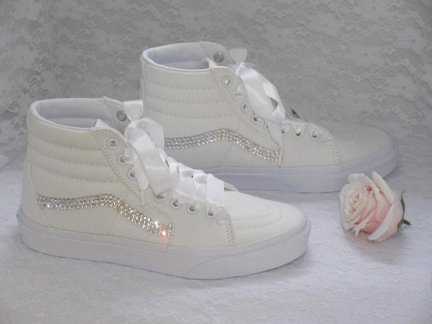 Custom Crystal Old Skool Vans, Wedding Bridal Sneakers, Bling Sneakers Crystal Sneakers. - Crystal Shoe Designs