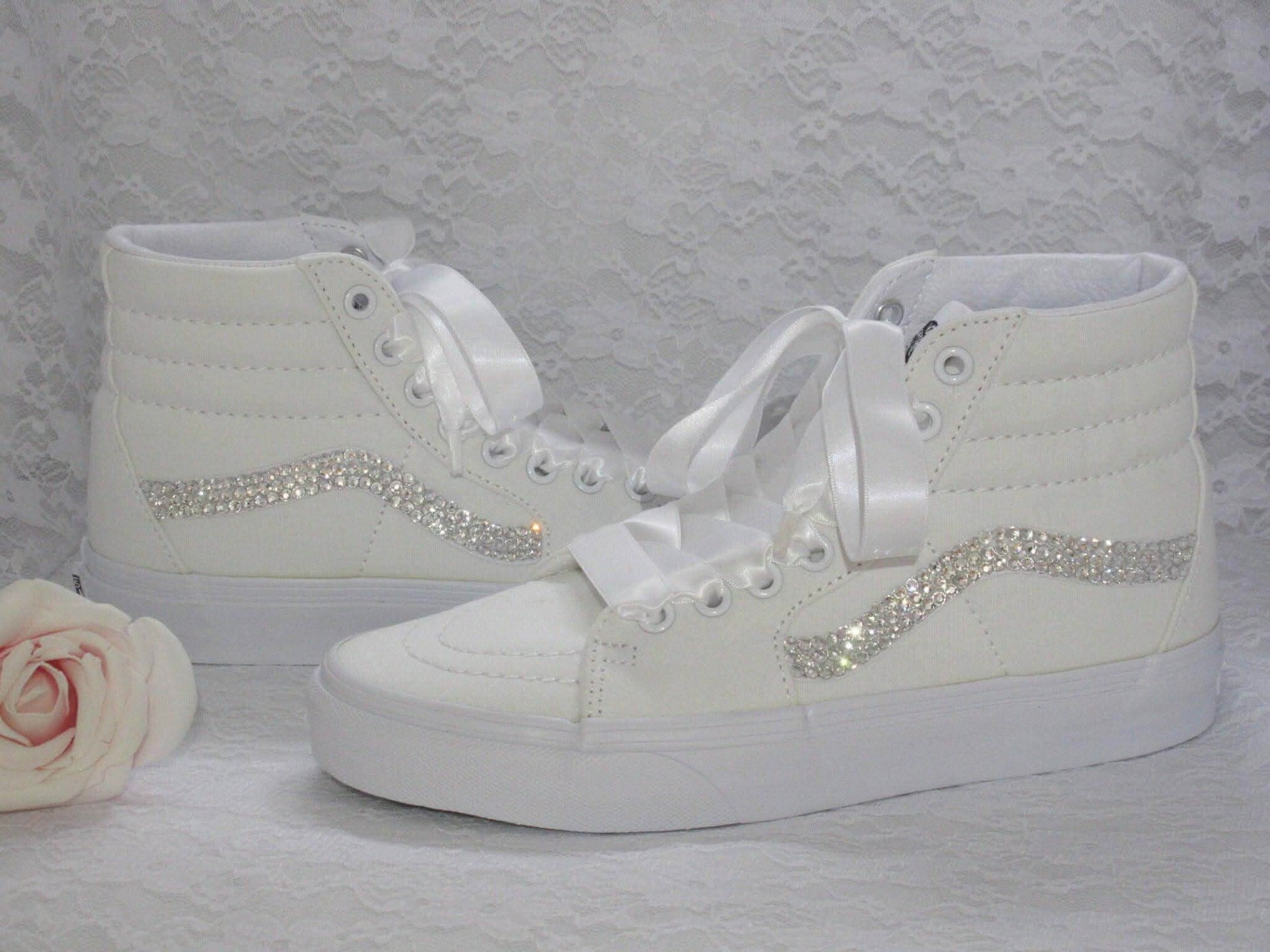 Custom Crystal Old Skool Vans, Wedding Bridal Sneakers, Bling Sneakers Crystal Sneakers. - Crystal Shoe Designs