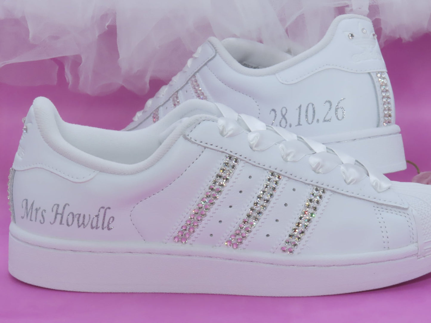 Custom Crystal Personalised Wedding Adidas For Brides. - Crystal Shoe Designs