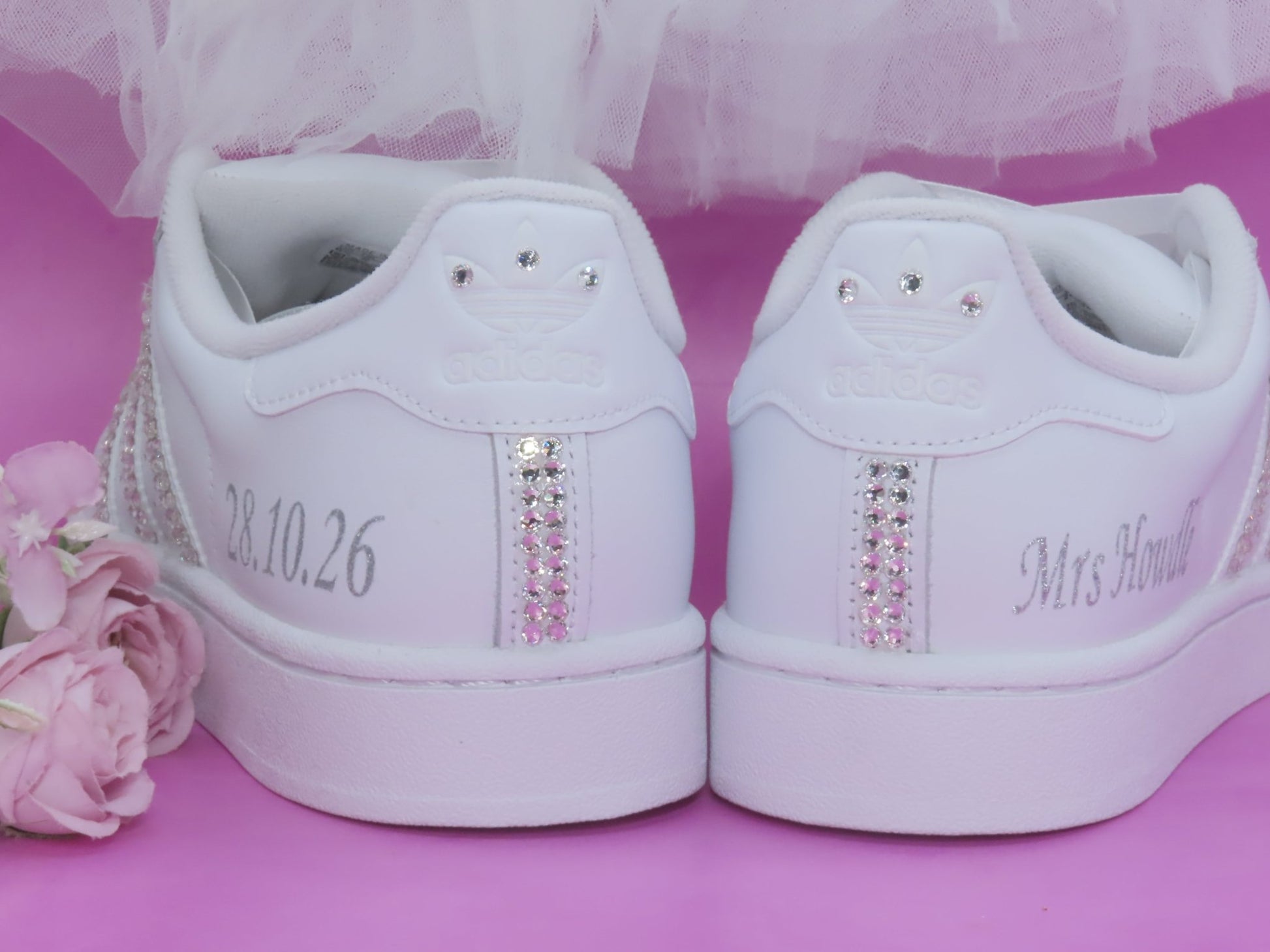 Custom Crystal Personalised Wedding Adidas For Brides. - Crystal Shoe Designs