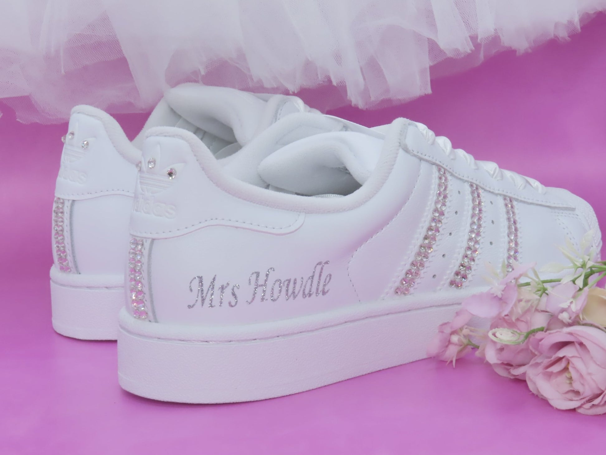 Custom Crystal Personalised Wedding Adidas For Brides. - Crystal Shoe Designs