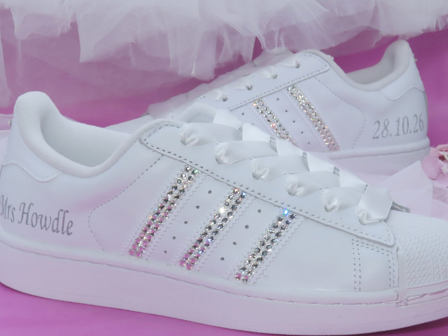 Custom Crystal Personalised Wedding Adidas For Brides. - Crystal Shoe Designs