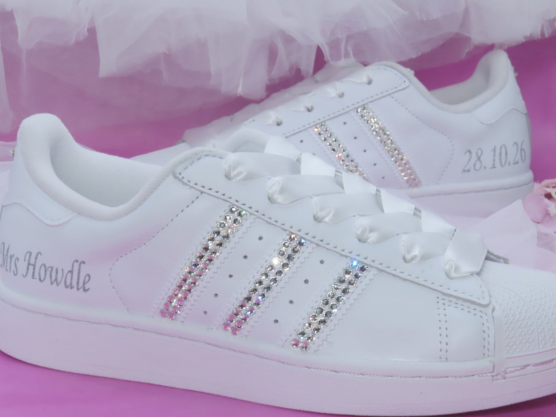 Custom Crystal Personalised Wedding Adidas For Brides. - Crystal Shoe Designs