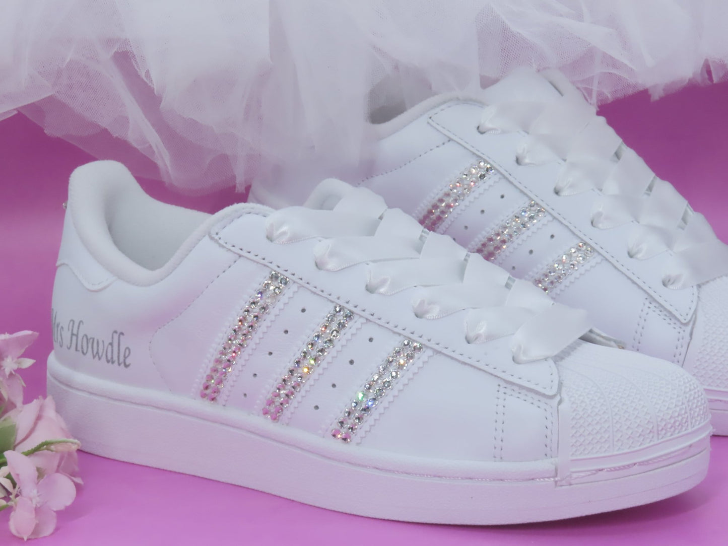 Custom Crystal Personalised Wedding Adidas For Brides. - Crystal Shoe Designs