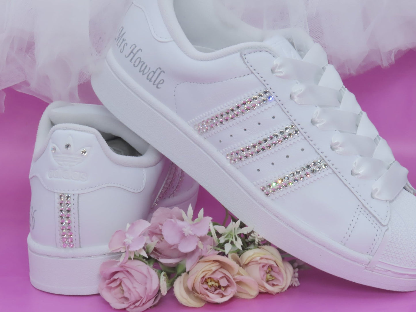 Custom Crystal Personalised Wedding Adidas For Brides. - Crystal Shoe Designs