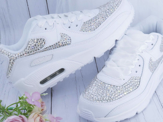 Custom Crystal Wedding Bridal Nike Air Max 90 - Crystal Shoe Designs