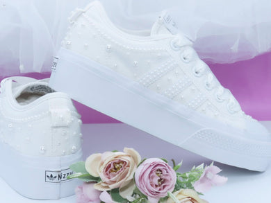 Custom Pearl Adidas Platform Bridal Trainers