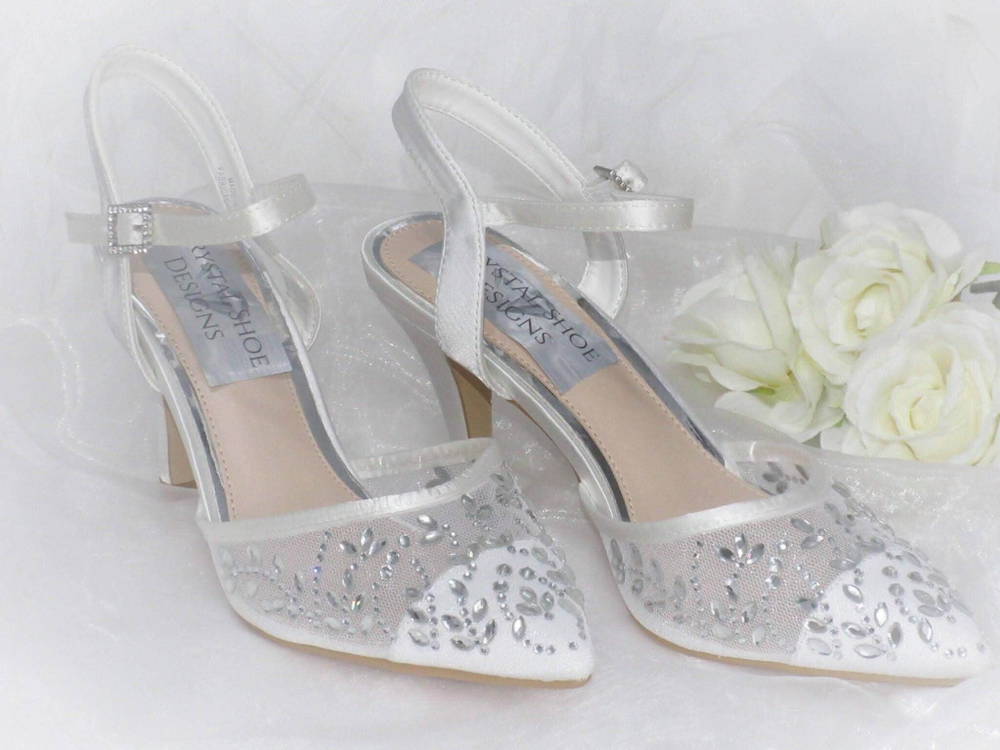 Elegant Wedding Shoes, Strappy Bridal Heels, Embellished Wedding Shoes - Crystal Shoe Designs