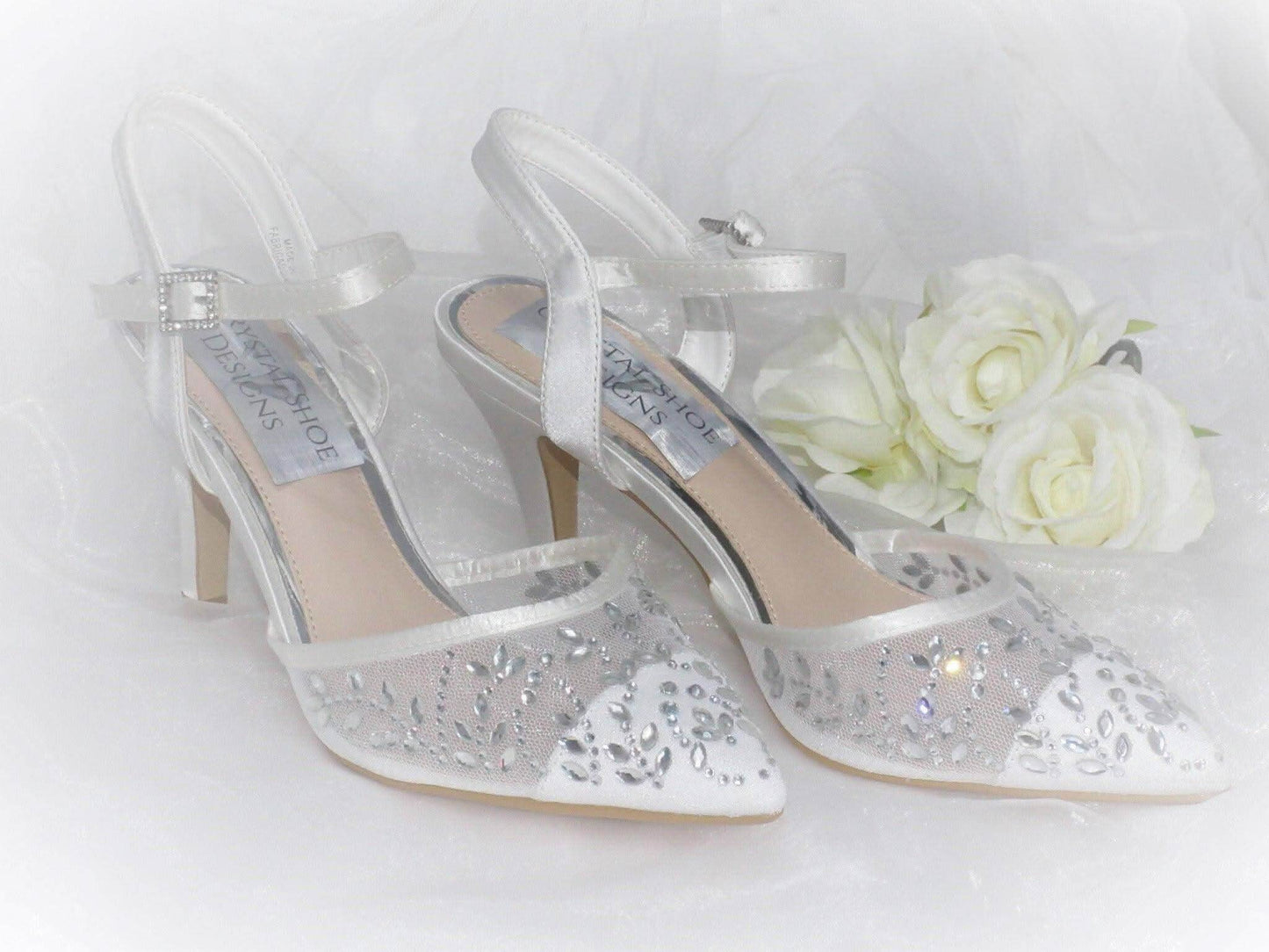 Elegant Wedding Shoes, Strappy Bridal Heels, Embellished Wedding Shoes - Crystal Shoe Designs