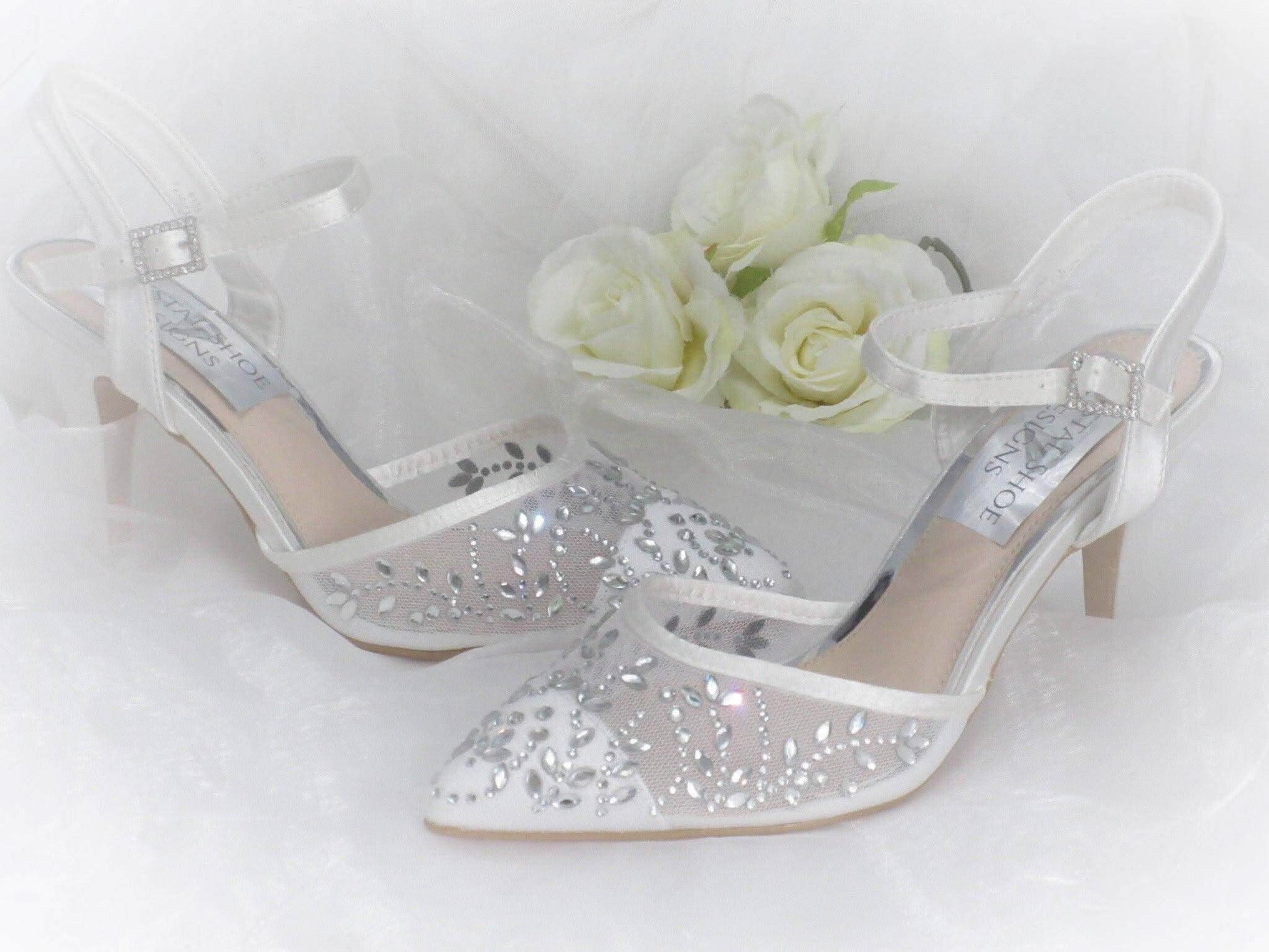 Elegant Wedding Shoes, Strappy Bridal Heels, Embellished Wedding Shoes - Crystal Shoe Designs