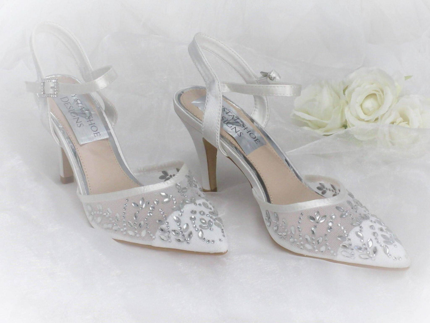 Elegant Wedding Shoes, Strappy Bridal Heels, Embellished Wedding Shoes - Crystal Shoe Designs