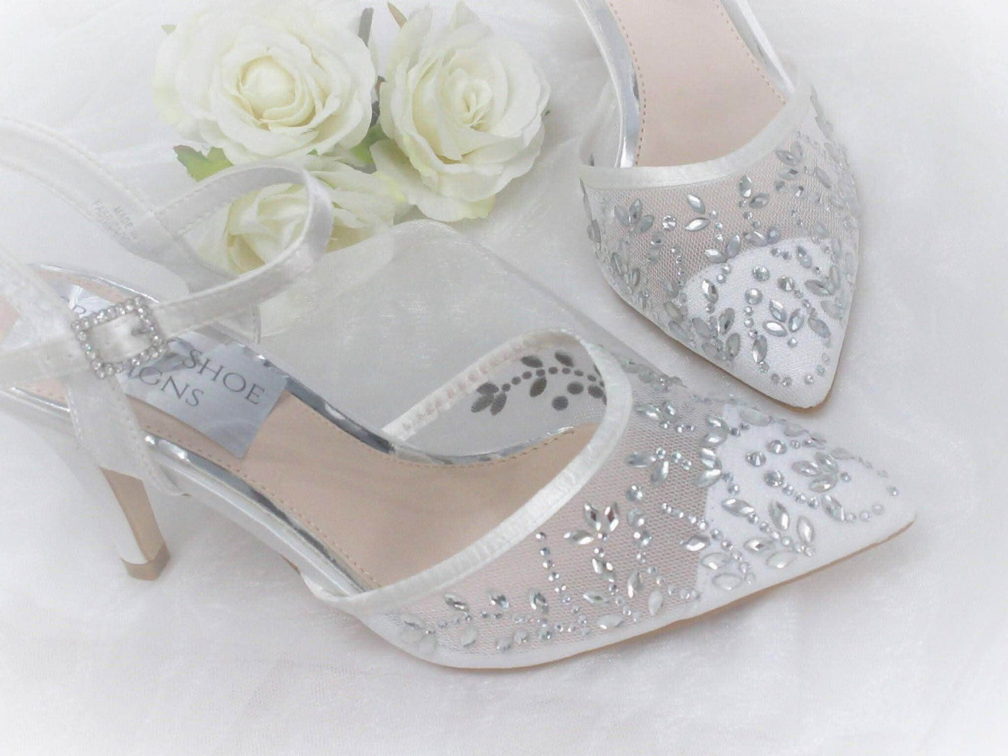 Elegant Wedding Shoes, Strappy Bridal Heels, Embellished Wedding Shoes - Crystal Shoe Designs