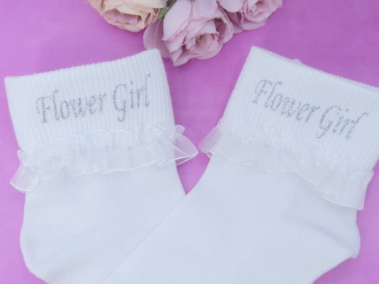 Flower Girl Organza Frill Socks - Crystal Shoe Designs