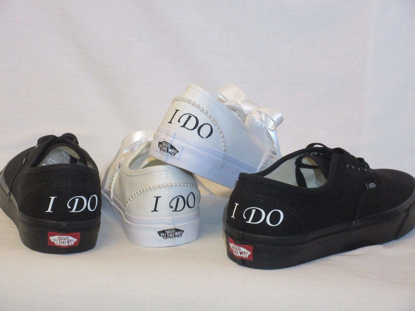 Groom Custom "I Do" Wedding Sneakers, Black Vans Authentic, Groom Shoes. - Crystal Shoe Designs