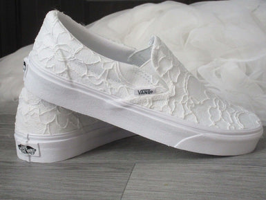 Lace Slip On Vans Wedding Trainers For Crystal Shoe Designs