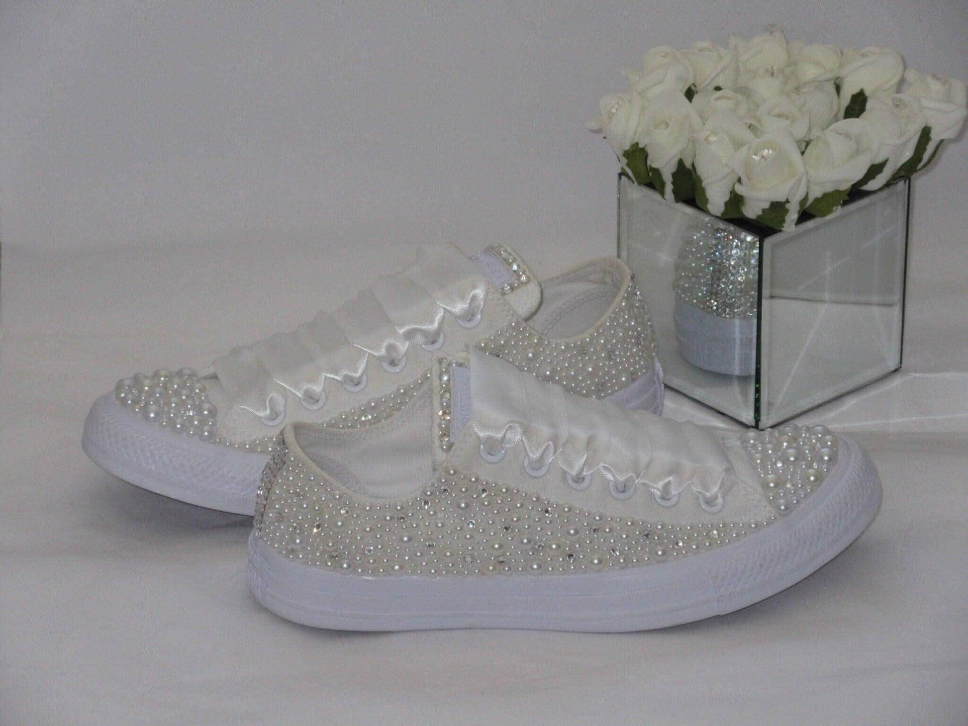 Luxury Wedding Pearl Bridal Converse - Crystal Shoe Designs