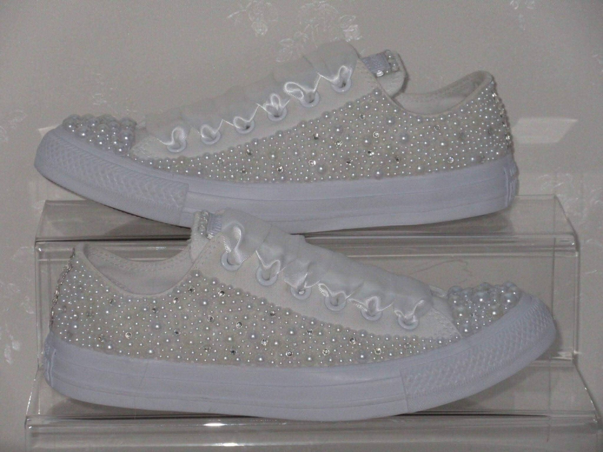 Luxury Wedding Pearl Bridal Converse - Crystal Shoe Designs