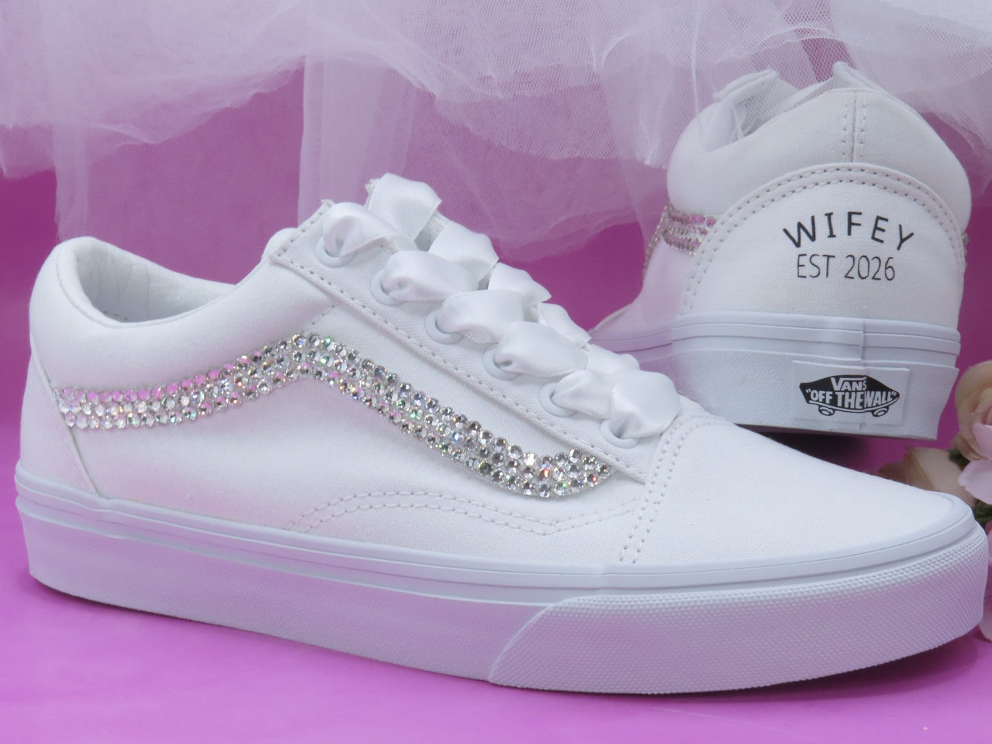 Personalised Crystal Bridal Vans. - Crystal Shoe Designs