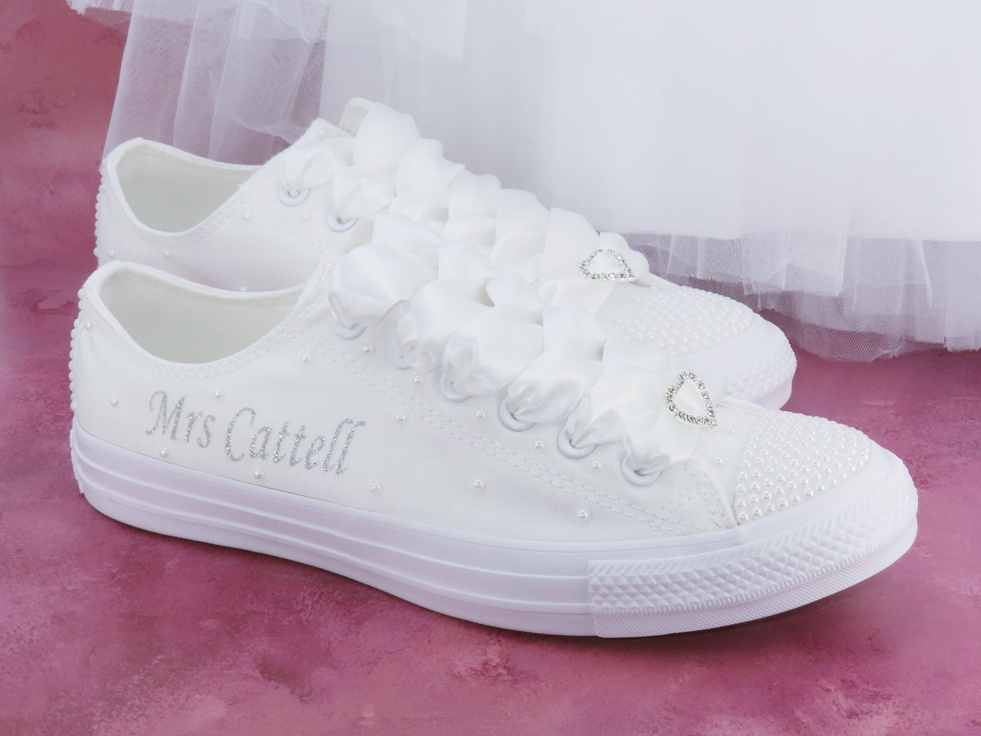 Personalised Custom Bridal Pearl Converse. - Crystal Shoe Designs