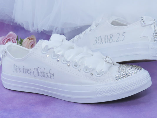 Personalised Custom Crystal Wedding Converse . - Crystal Shoe Designs