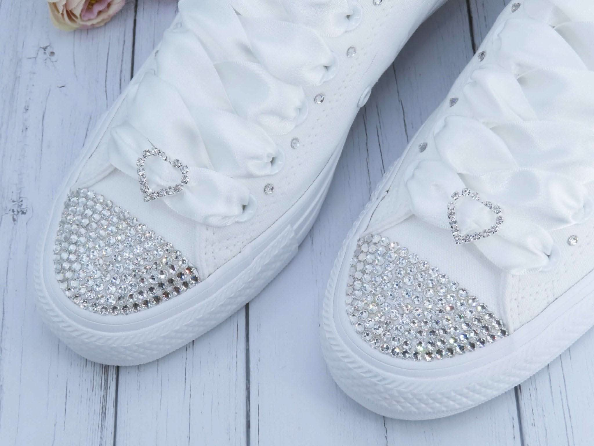 Wedding bridal customised converse, crystals, charms, personalised, bling made to hotsell order