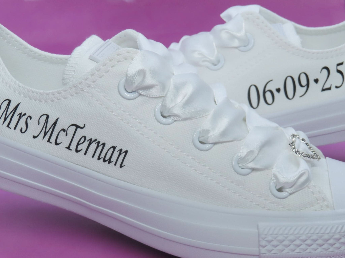 Personalised Glitter Print Wedding Converse. - Crystal Shoe Designs