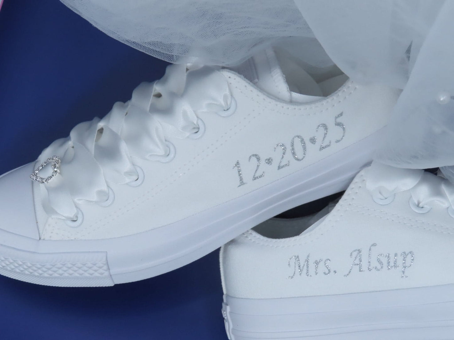 Personalised Glitter Print Wedding Converse. - Crystal Shoe Designs