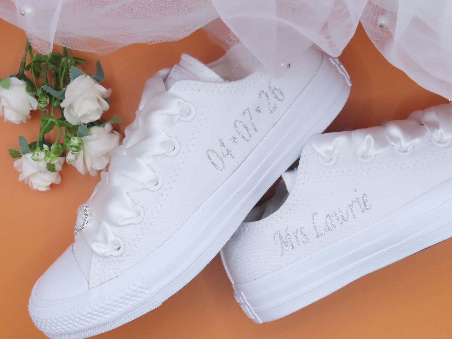 Personalised Glitter Print Wedding Converse. - Crystal Shoe Designs