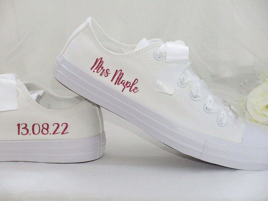 Personalised Glitter Print Wedding Converse. - Crystal Shoe Designs